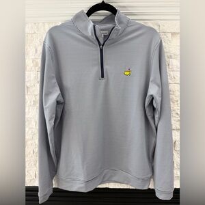 Peter Millar Masters Men’s Navy/White Striped Quarter Zip Golf Pullover